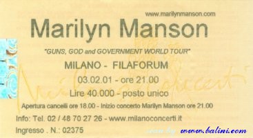 Marilyn Manson, Milano, , 03-02-2001