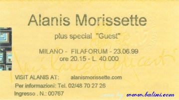 Alanis Morissette, Milano, , 23-06-1999