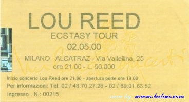 Lou Reed, Milano, , 02-05-2000
